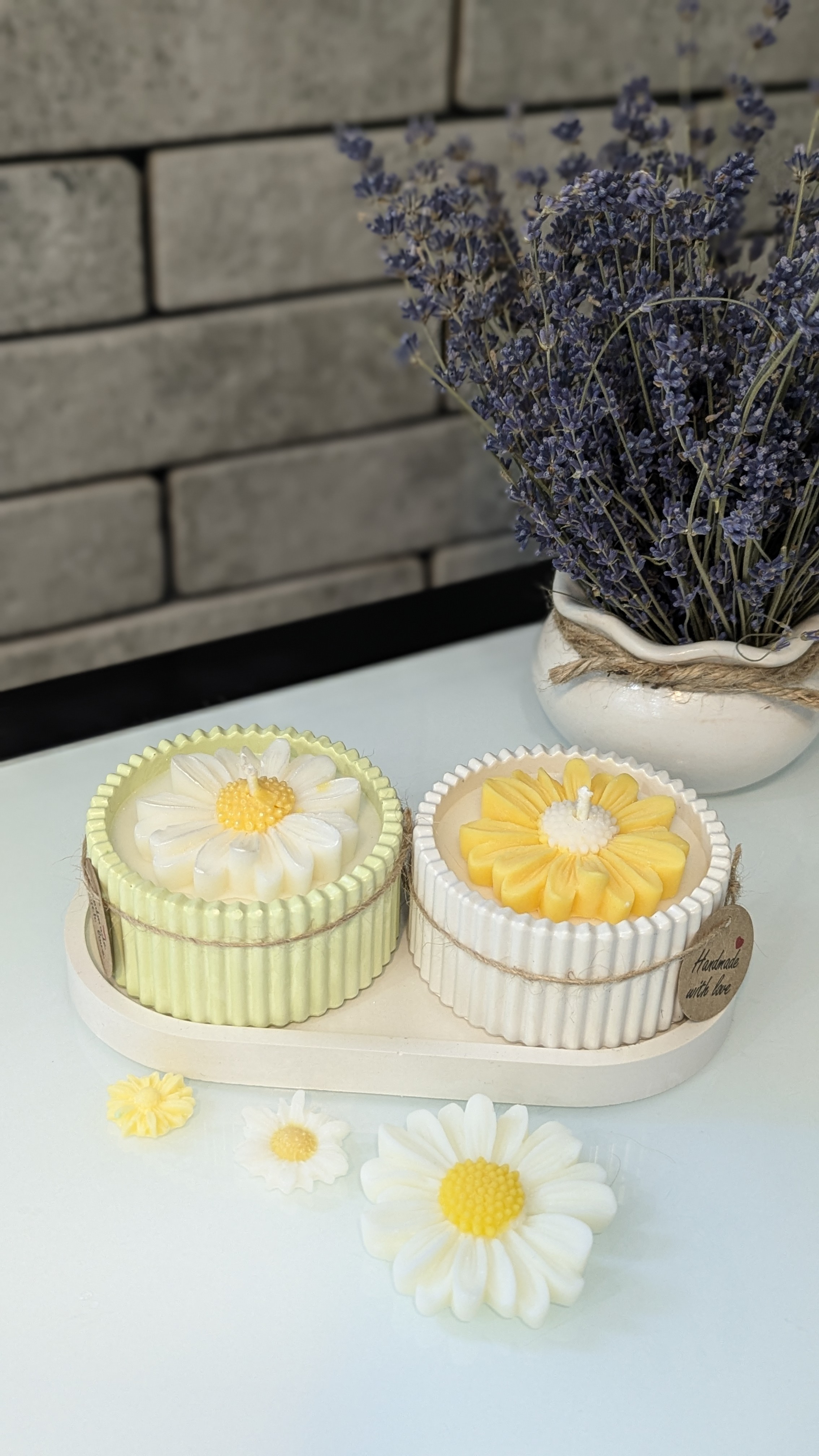 Пара ромашок у кашпо з підставкою